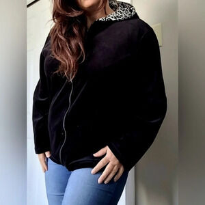 GLORIA VANDERBILT SPORT velour zip up drawstring hoodie long sleeve NEW size 2X